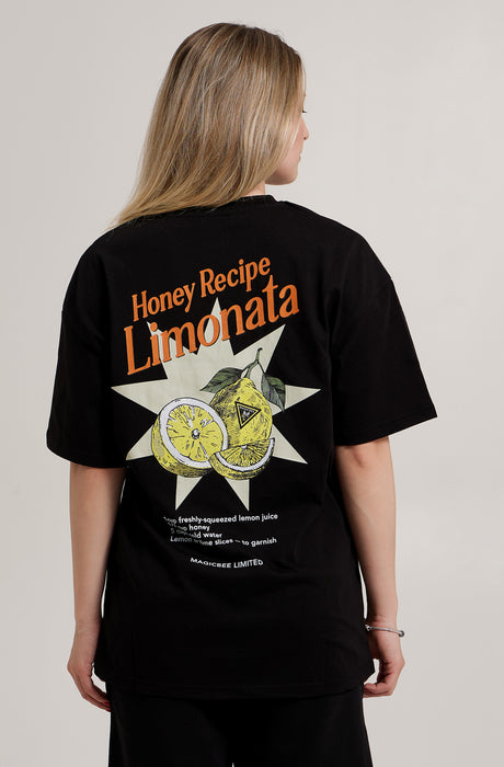 Camiseta Limonata Oversized Unisex MagicBee - Negro (Edición Limitada)