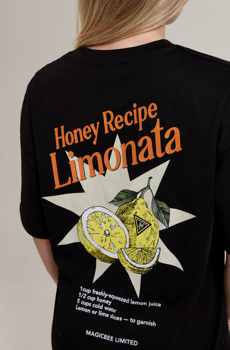 Camiseta Limonata Oversized Unisex MagicBee - Negro (Edición Limitada)