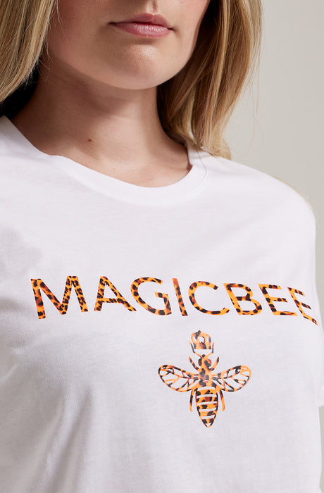 Camiseta con logo salpicado MagicBee - Naranja Blanco
