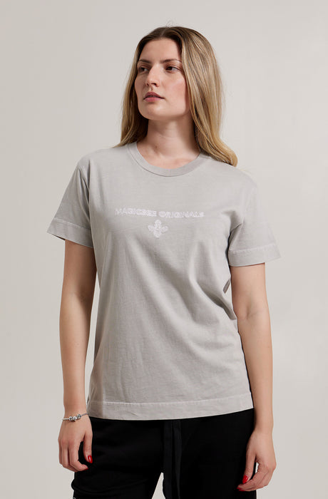 MagicBee Stone Washed Embroidered Logo Tee - Grey