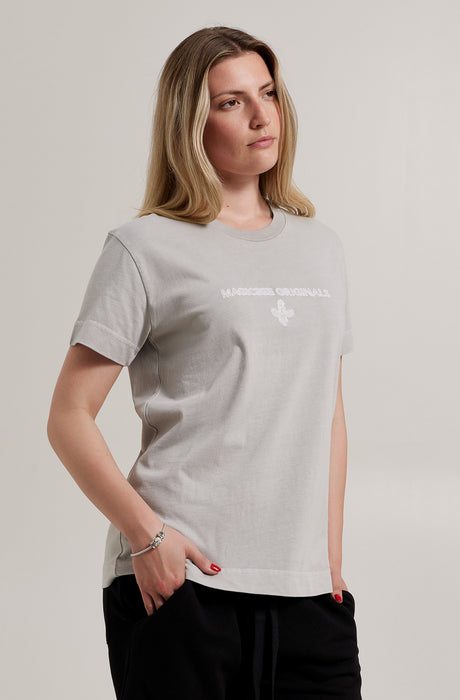 MagicBee Stone Washed Embroidered Logo Tee - Grey