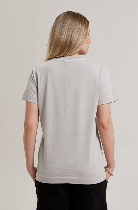 MagicBee Stone Washed Embroidered Logo Tee - Grey
