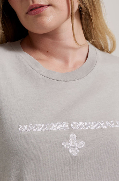 MagicBee Stone Washed Embroidered Logo Tee - Grey