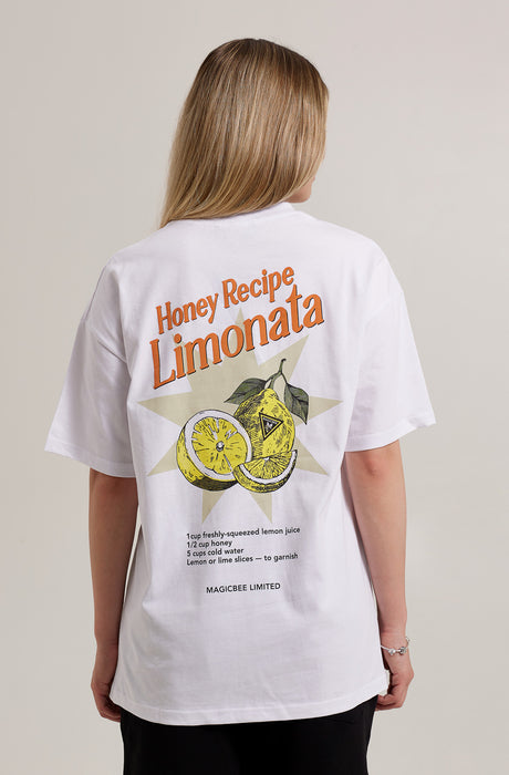 Camiseta Limonata Oversized Unisex MagicBee - Blanca (Edición Limitada)