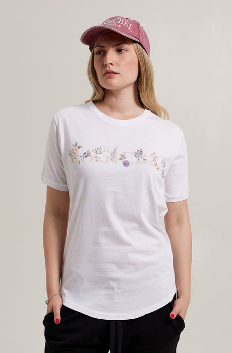Camiseta con logo floral MagicBee - Blanca