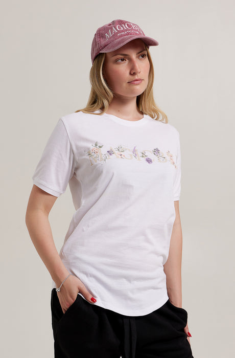 Camiseta con logo floral MagicBee - Blanca