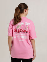 MagicBee Unisex Oversized Cherry T-Shirt - Pink (Limitierte Auflage)