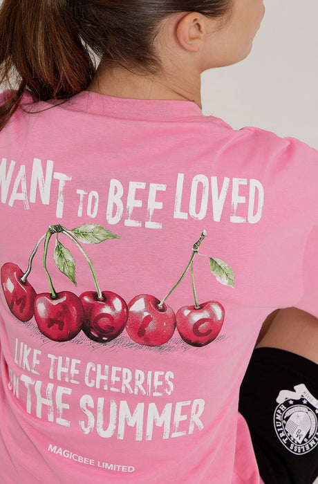 MagicBee Camiseta Cherry Unisex Oversized - Rosa (Edición Limitada)