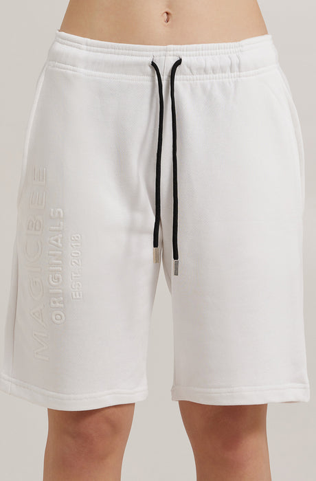 Pantalones cortos con logo en relieve MagicBee Originals - Blanco roto