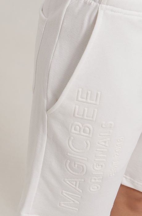 Pantalones cortos con logo en relieve MagicBee Originals - Blanco roto