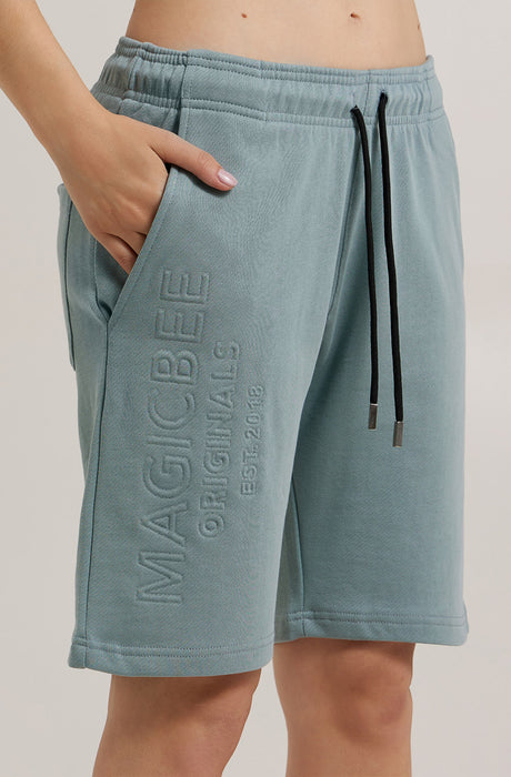 Pantalones cortos con logo en relieve MagicBee Originals - Azul claro