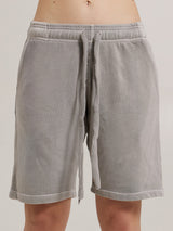 MagicBee Stone Washed Embroidered Logo Shorts - Grey