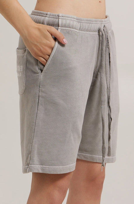 Shorts brodés avec logo MagicBee Stone Washed - Gris