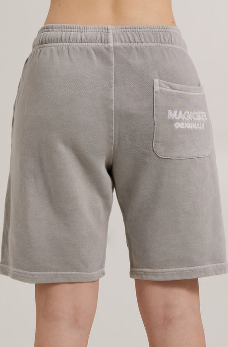 Shorts brodés avec logo MagicBee Stone Washed - Gris