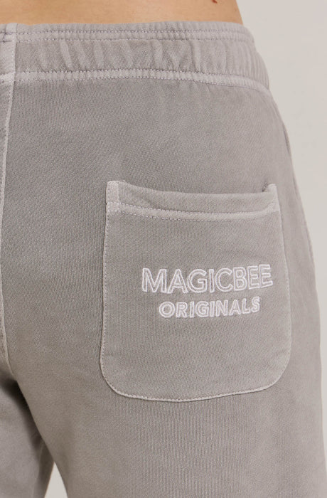 Shorts brodés avec logo MagicBee Stone Washed - Gris
