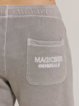 MagicBee Stone Washed Embroidered Logo Shorts - Grey