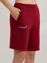 MagicBee Printed Logo Shorts - Burgundy