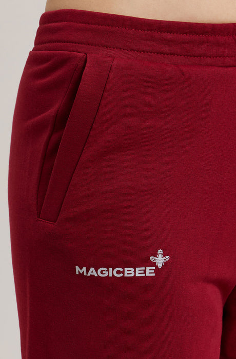 MagicBee nyomott logós rövidnadrág - bordó