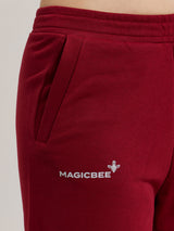 MagicBee Printed Logo Shorts - Burgundy