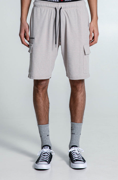 MagicBee Waffle Cargo Shorts - Beige