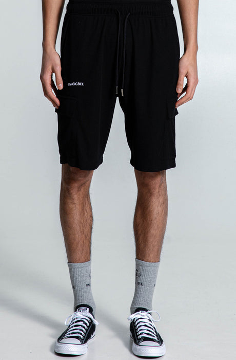 MagicBee Waffle Cargo Shorts - Black