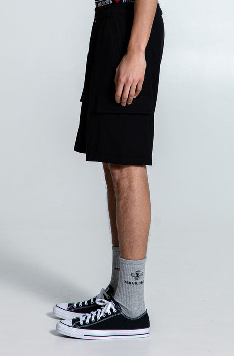 MagicBee Waffle Cargo Shorts - Black
