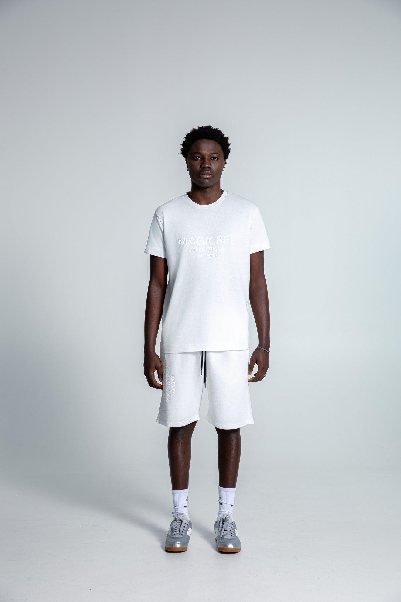 MagicBee Originals Embossed Logo Shorts - Off White