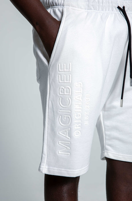 MagicBee Originals Embossed Logo Shorts - Off White