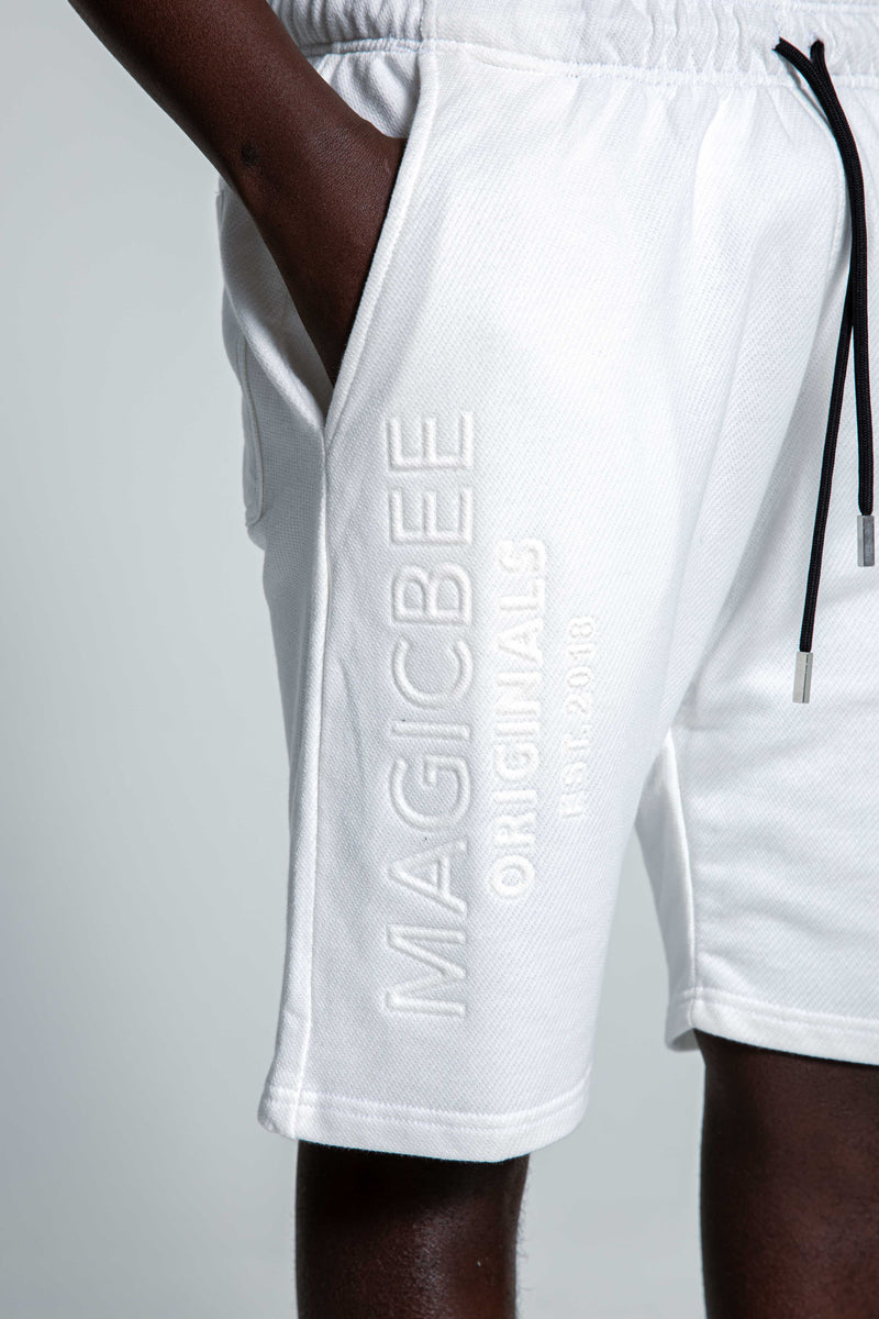 MagicBee Originals Embossed Logo Shorts - Off White