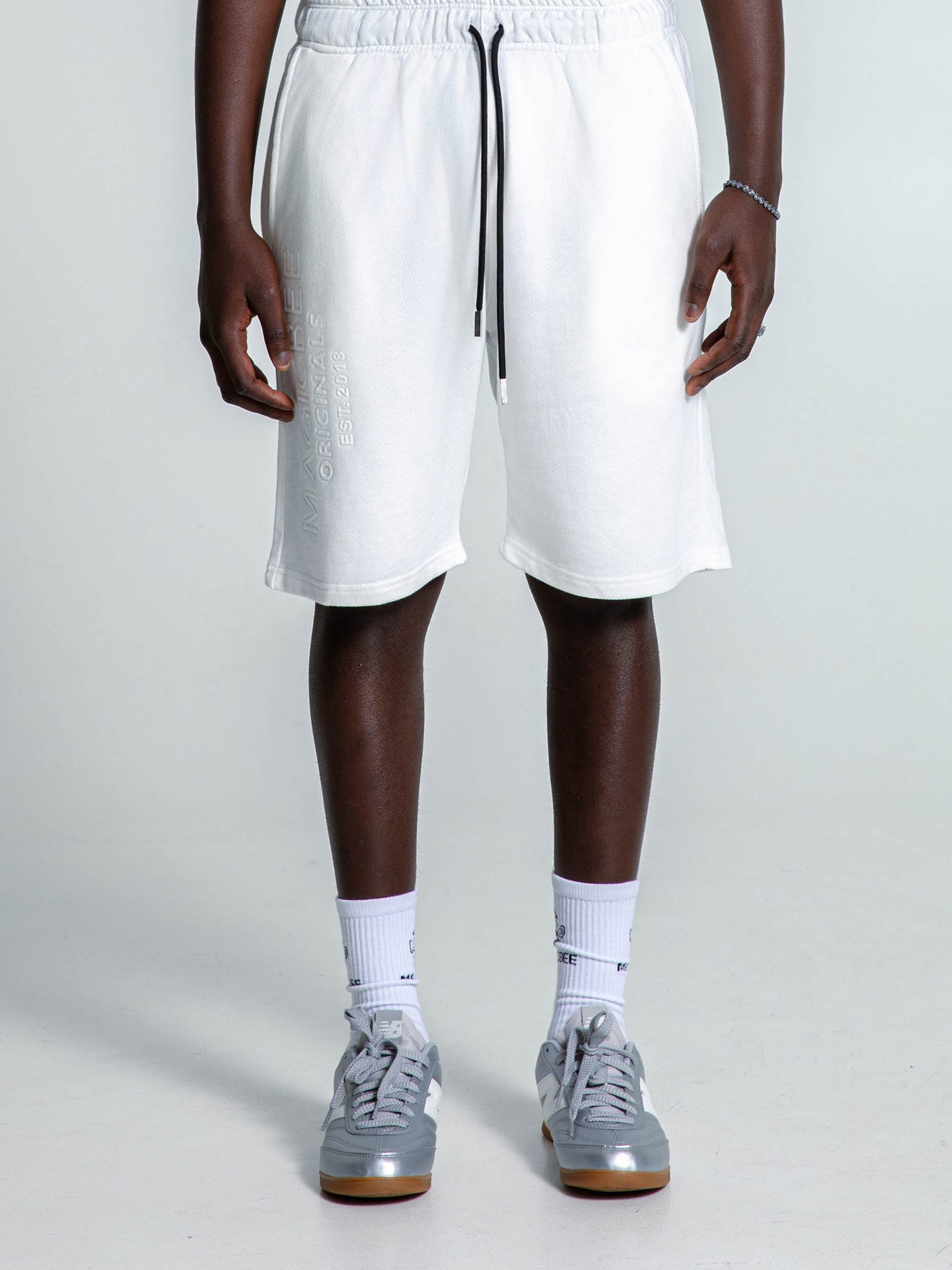 MagicBee Originals Embossed Logo Shorts - Off White