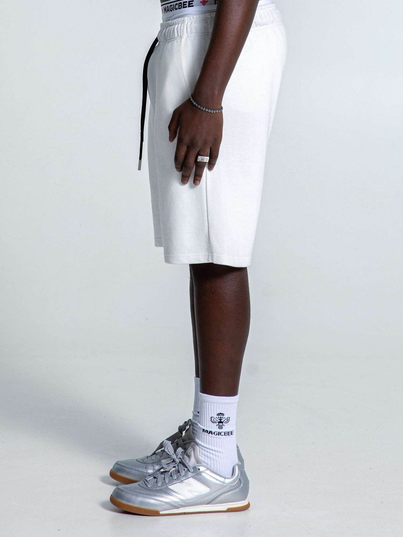 MagicBee Originals Embossed Logo Shorts - Off White