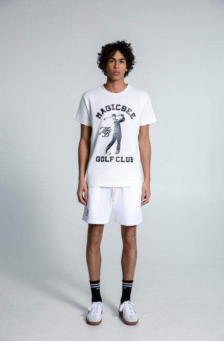 MagicBee Embroidered Golf Logo Shorts - Off White