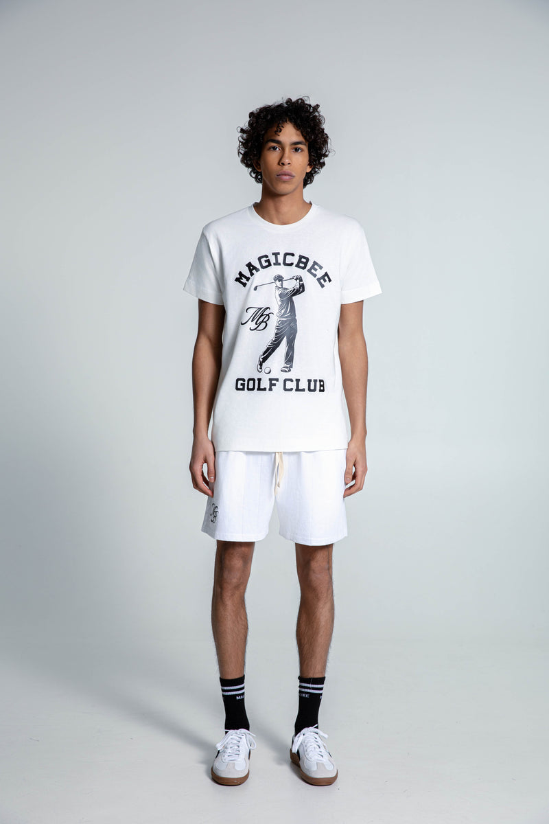 MagicBee Embroidered Golf Logo Shorts - Off White