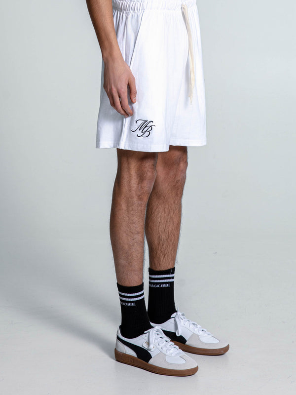 MagicBee Embroidered Golf Logo Shorts - Off White