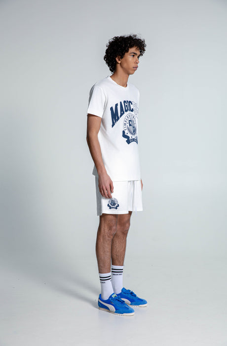 MagicBee Collegiate Logo Shorts - Off White