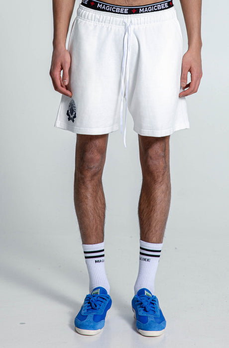 MagicBee Collegiate Logo Shorts - Off White