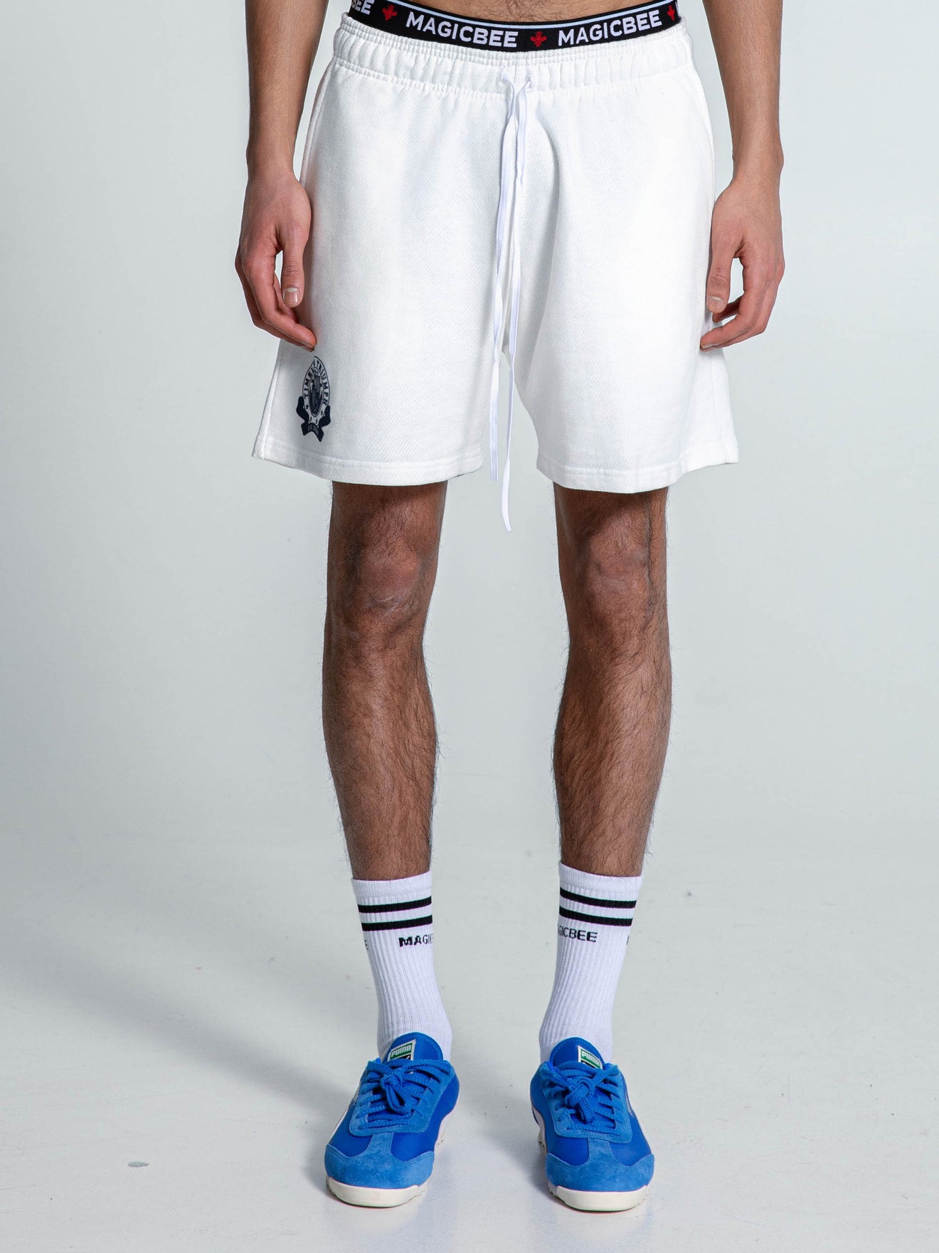 MagicBee Collegiate Logo Shorts - Off White