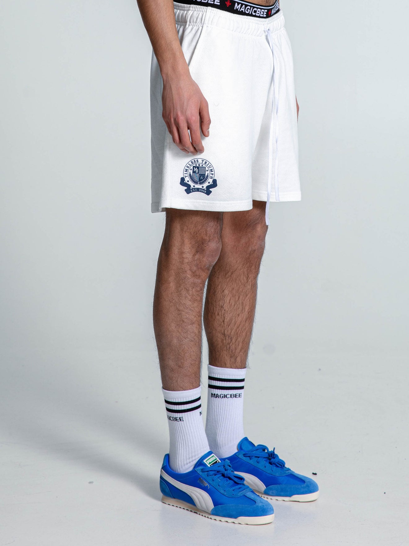 MagicBee Collegiate Logo Shorts - Off White