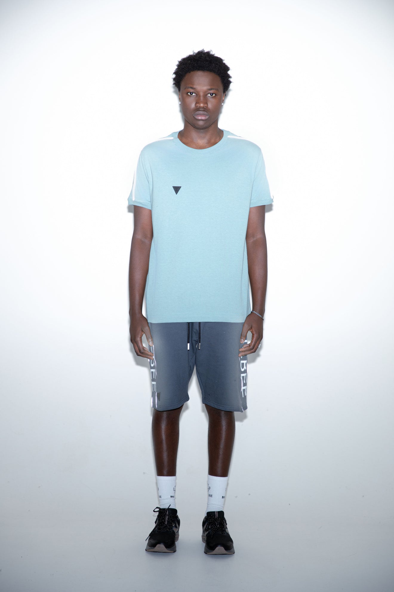 MagicBee Reflected Logo Tape Tee - Light Blue