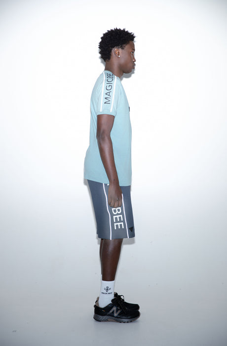 MagicBee Reflected Logo Tape Tee - Light Blue