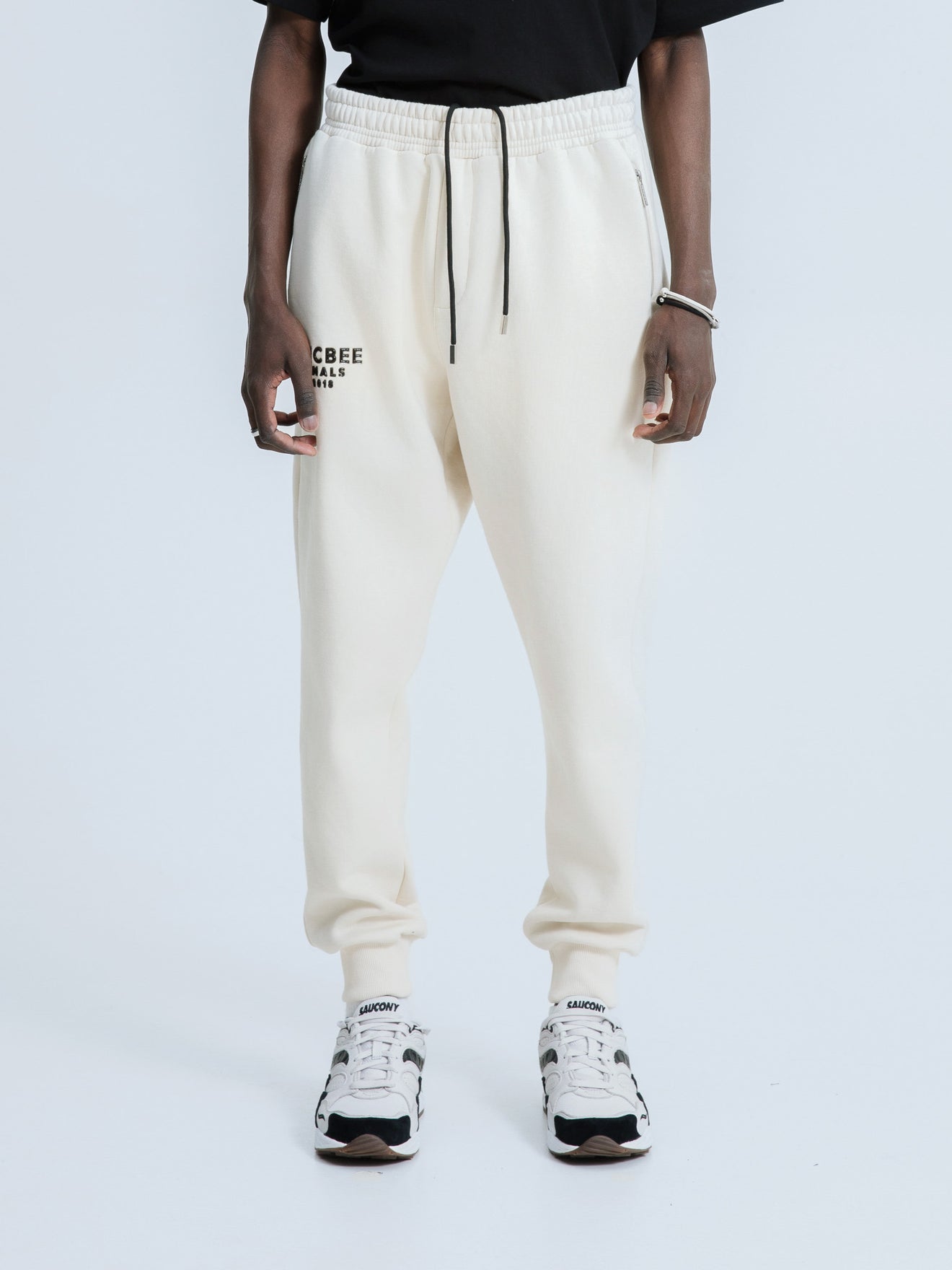 MagicBee Originals 3D Logo Zip Pants - Beige