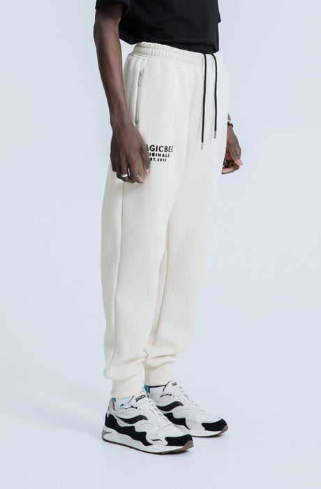 MagicBee Originals 3D Logo Zip Pants - Beige