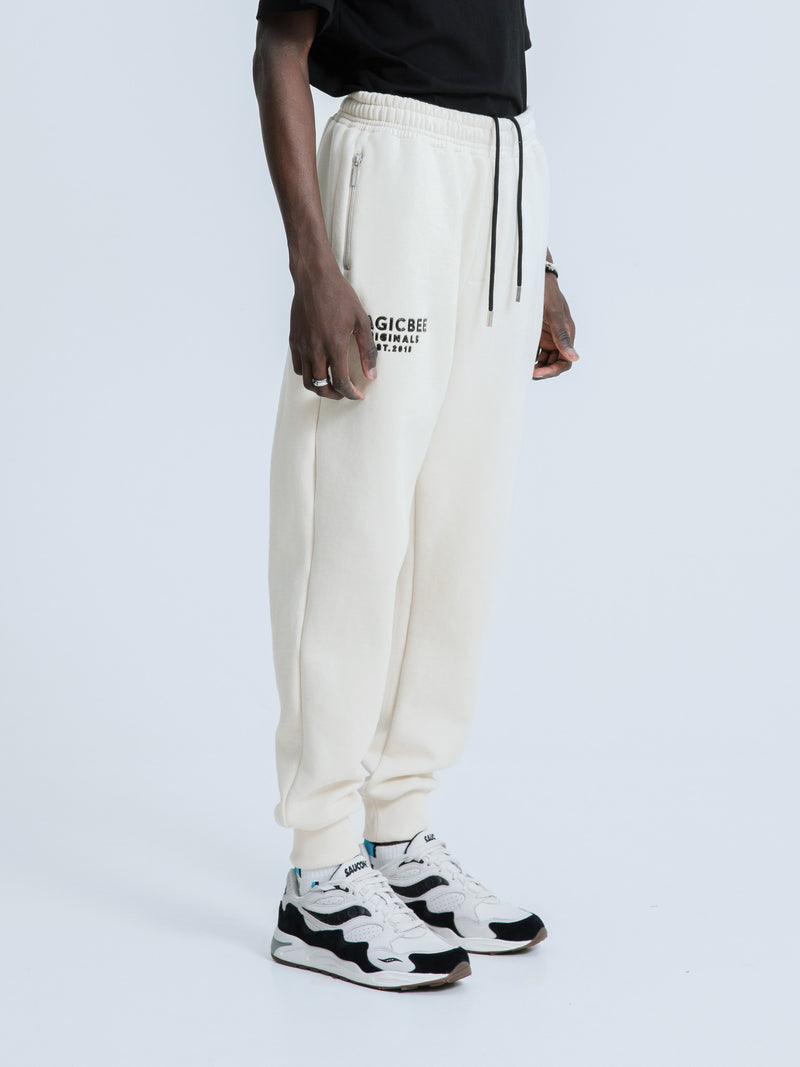 MagicBee Originals 3D Logo Zip Pants - Beige