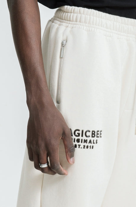 MagicBee Originals 3D Logo Zip Pants - Beige