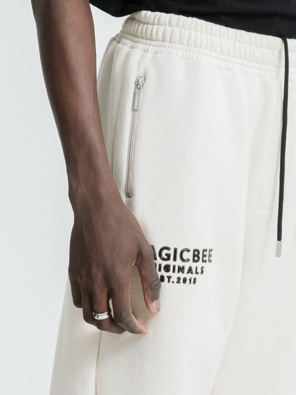 MagicBee Originals 3D Logo Zip Pants - Beige