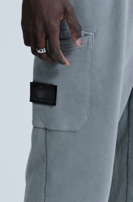 MagicBee Stone Washed Cargo Pants- Grey