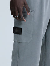 MagicBee Stone Washed Cargo Pants- Grey