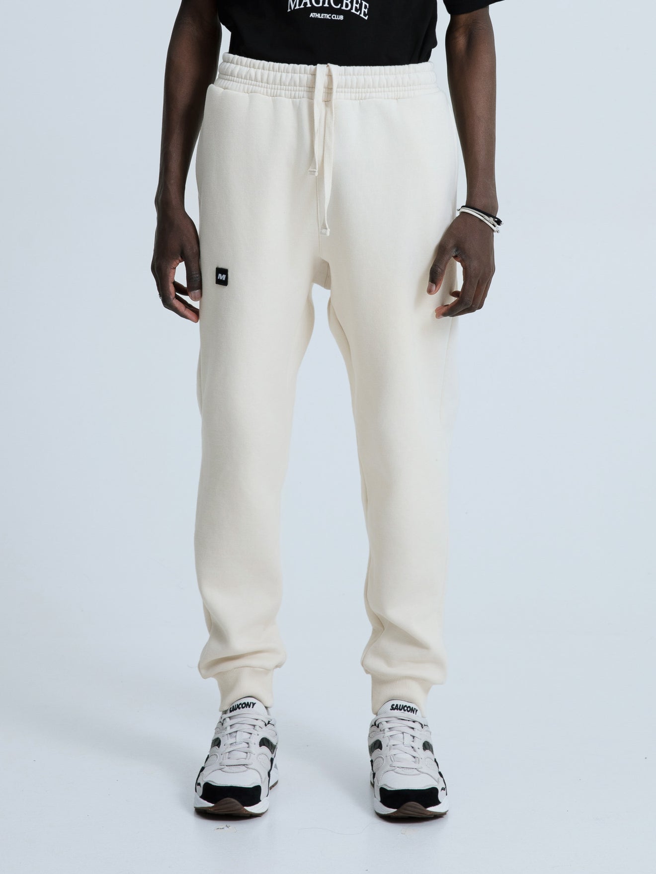 MagicBee Monogram Logo Pants- Beige