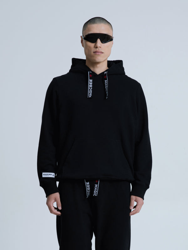 MagicBee Elastic Cord Tape Hoodie - Black
