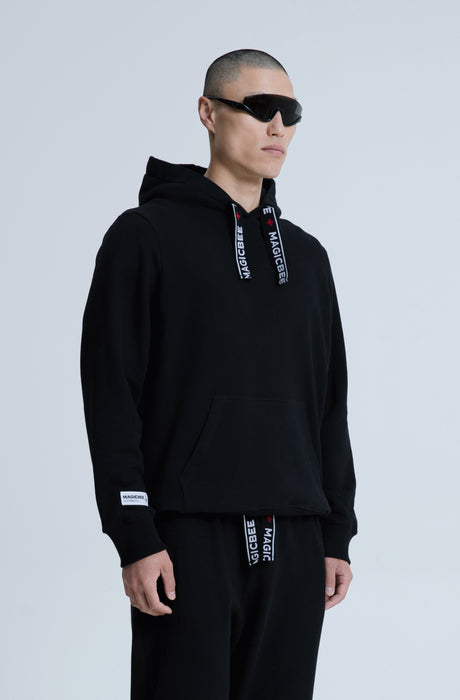 MagicBee Elastic Cord Tape Hoodie - Black